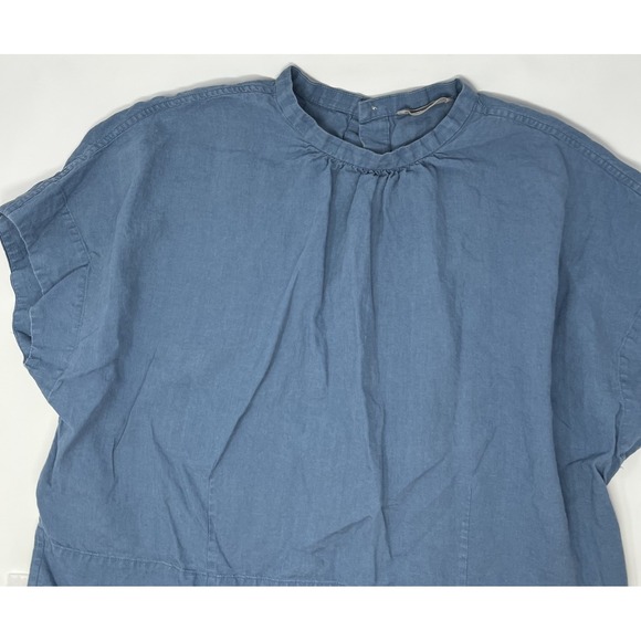 Everlane Tops - Everlane Linen Top Womens 16 Boxy Blue Short Sleeve Dolman Lagenlook